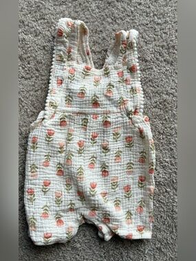 Emily and Oliver Baby Floral Muslin Romper - Peach Tulip Print